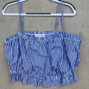 L.A. Hearts Blue and White Stripped Crop Top